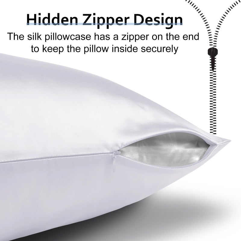 Ravmix 100% Silk Pillow Cases with Zipper, 21 Momme Mulberry Silk Pillowcase for Hair Skin Health, Soft Smooth Breathable Cool Pillow Cover for Beauty Sleep(Standard 20"x26", Pure White) 1PC - Image 5